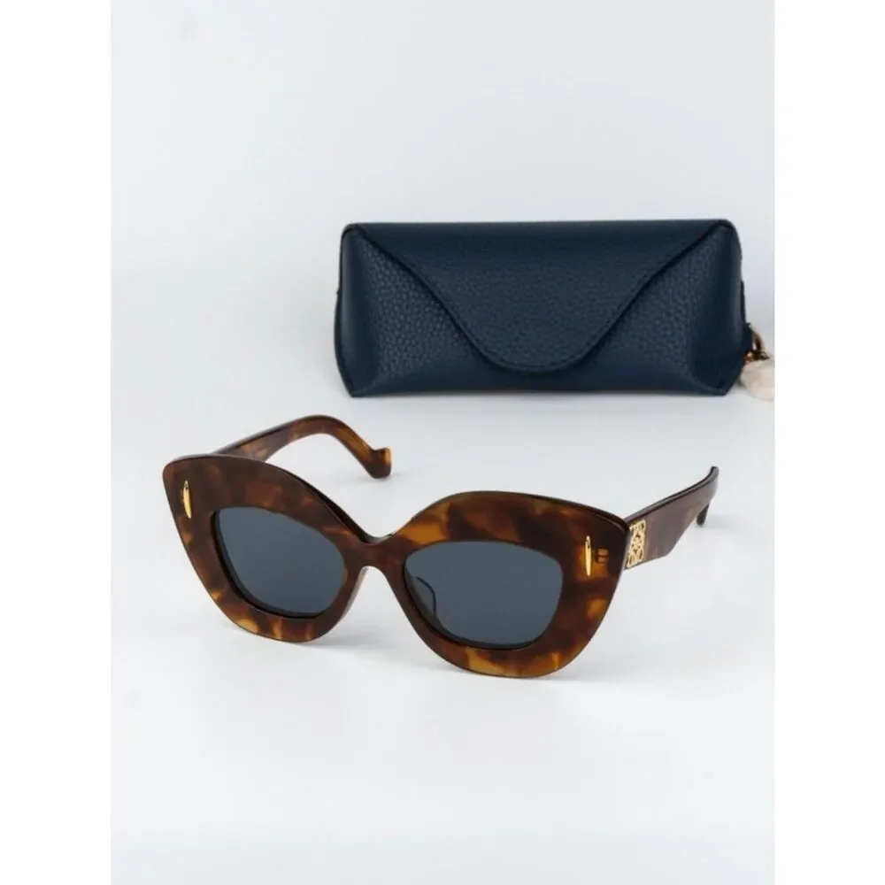 Loewe Women Sunglasses Havana Blue Cat Eye LW40127F ANAGRAM 53V NEW AUTHENTIC